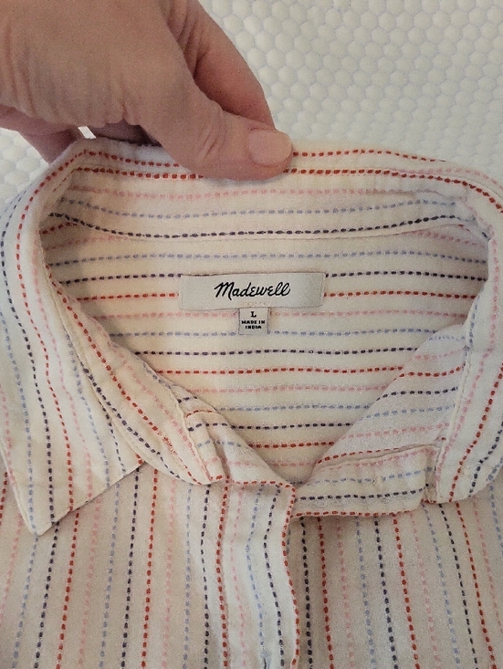 Madewell Tops - Madewell Stitched Multicolor 100% Cotton Boxy Button Down Camp Shirt Size Large